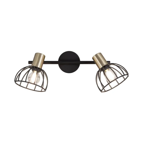 APLIQUE DE PARED 2 LUCES NEGRO MATE GABRIELLE
