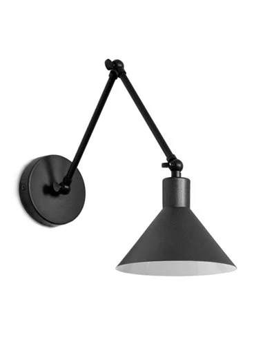Aplique de pared Capuchina - Luxcambra - Lámpara de lectura negra con brazo articulable