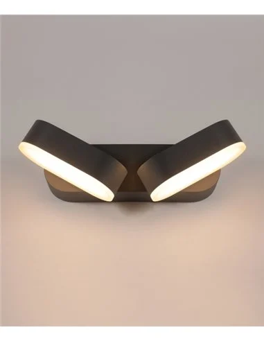 Aplique de pared de exterior Kansas – ACB – Lámpara de pared negra, 2 luces, LED 3000K
