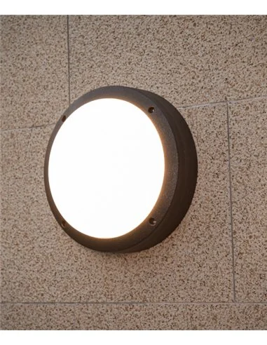 Aplique de pared de exterior Nador - Iberlamp - Diseño circular de aluminio, Ø 27 cm