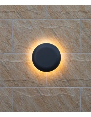 Aplique de pared de exterior Ova - Iberlamp - Lámpara minimalista redonda, Ø 19 cm