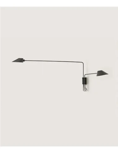 Aplique de pared Duo – Aromas – Lámpara de pared de lectura, 2 brazos orientables, Negra