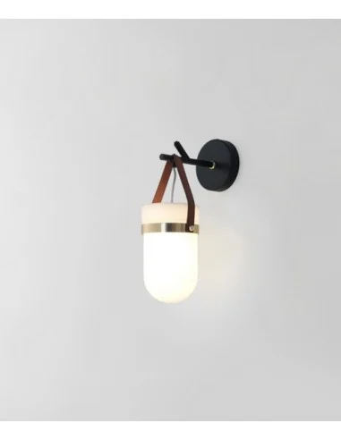Aplique de pared Almon - Aromas - Lámpara decorativa de vidrio soplado y cuero, LED 2700K