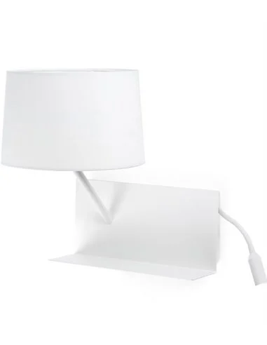 Aplique de pared Handy Izquierda – Faro – Lámpara blanca con bandejita y lector