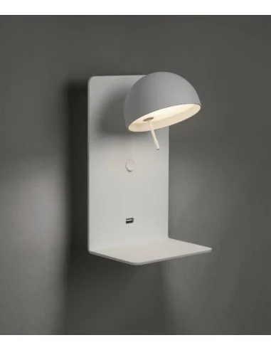 Aplique de pared Beddy - Bover - Lámpara de lectura orientable, bandeja y USB