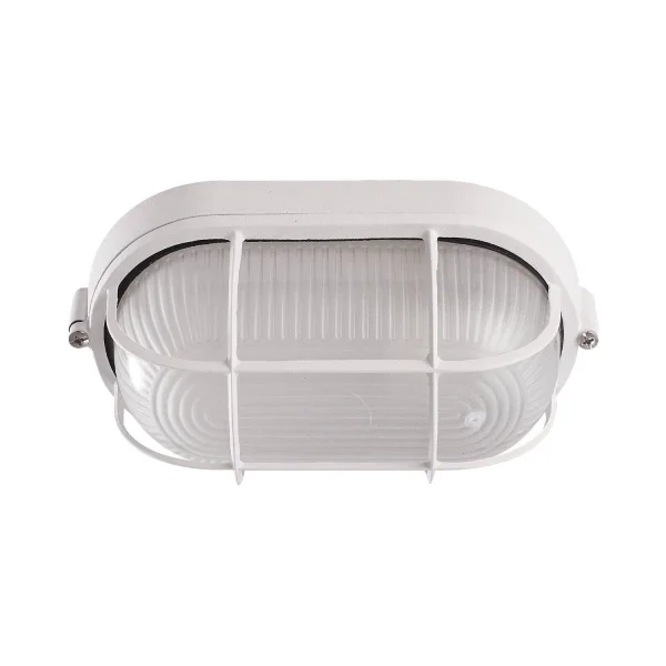 APLIQUE EXTERIOR ESTANCO OVAL REJILLA BLANCO