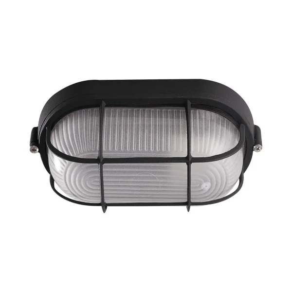 APLIQUE EXTERIOR ESTANCO OVAL REJILLA NEGRO