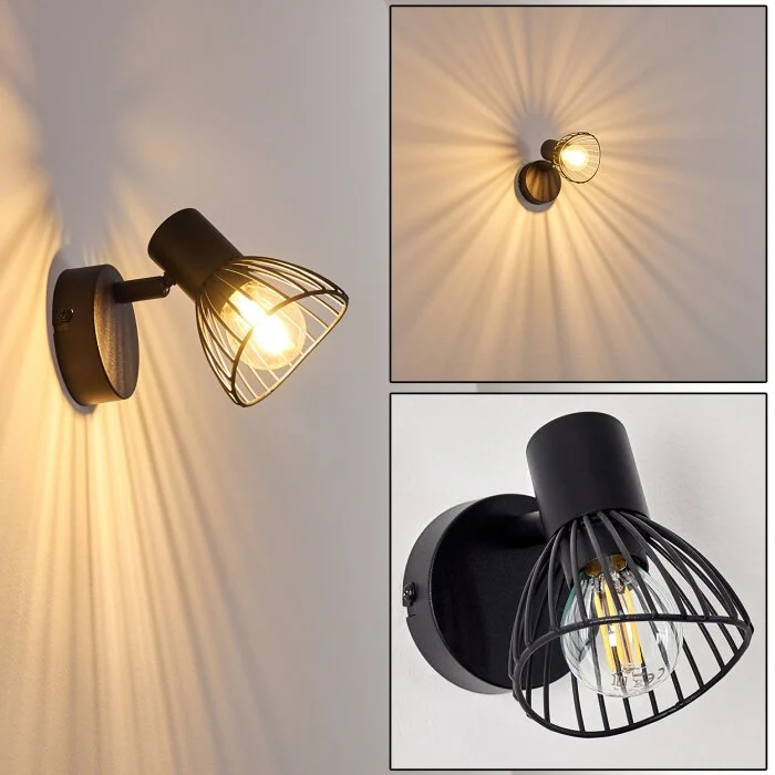 Aplique Holbol Negro, 1 luz