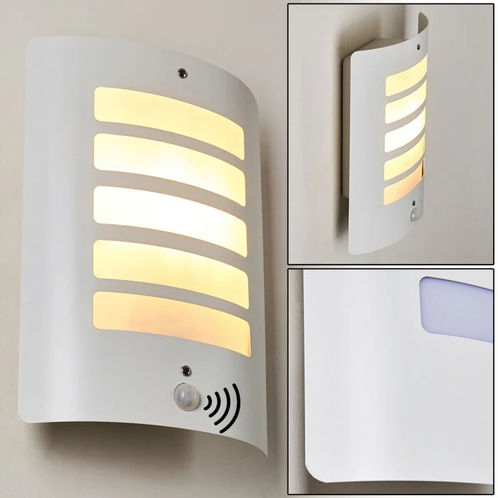Aplique para exterior Alslev Blanca, 1 luz, Sensor de movimiento