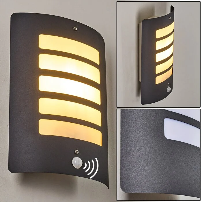 Aplique para exterior Alslev Antracita, 1 luz, Sensor de movimiento