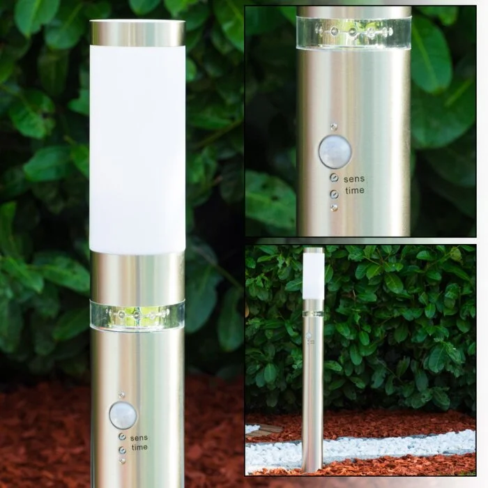 Avize Lámpara de pie para exterior Color acero inoxidable, 1 luz, Sensor de movimiento