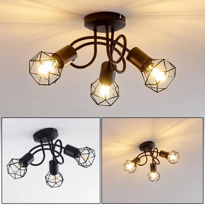 Baripada Lámpara de Techo Negro, 3 luces