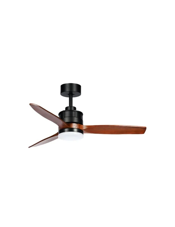 Barrax Ventilador de Techo Negro Roble Fabrilamp