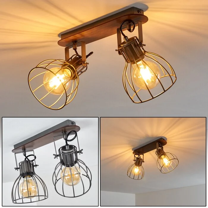 Bitterroot Lámpara de Techo Marrón, Madera oscura, 2 luces