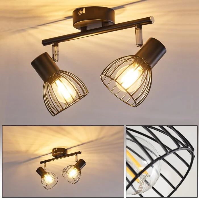 Bolderslev Lámpara de Techo Cromo, Negro, 2 luces