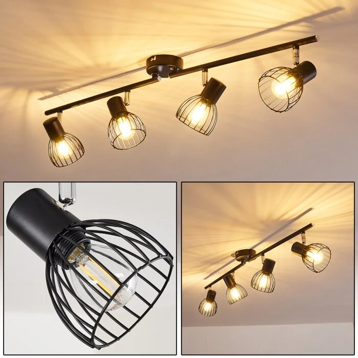 Bolderslev Lámpara de Techo Cromo, Negro, 4 luces