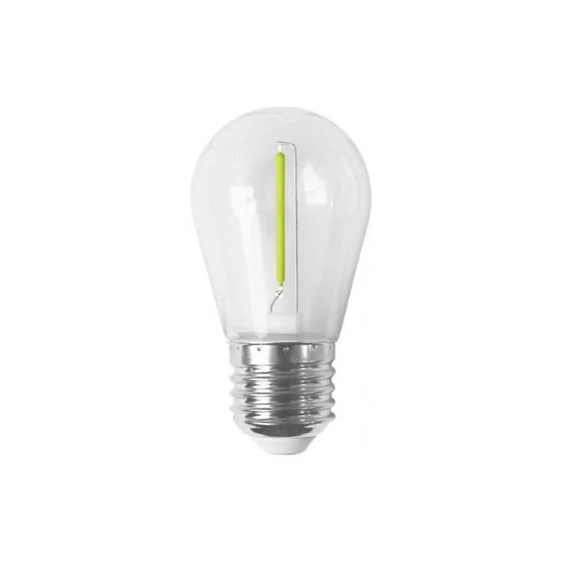 Bombilla LED goma verde para guirnalda 1W rosca E27