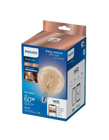Bombilla Globo G125 con Tonalidad Regulable 7W - 60W 2.700K - 6.500K 806Lm Wiz Connect Cristal Transparente