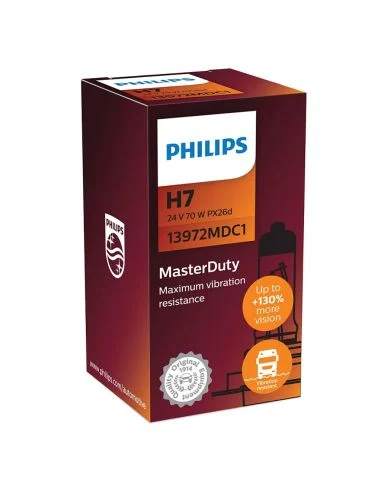 Bombilla Halógena H7 MasterDuty 24V 70W PX26d +130% Luz para Camión