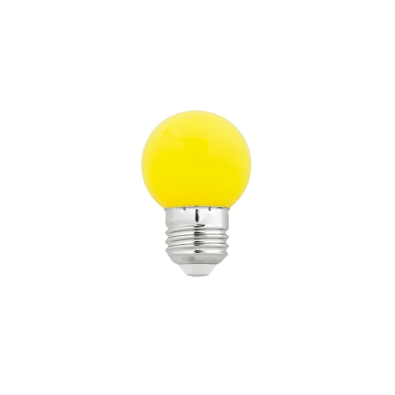 Bombilla LED esférica amarilla guirnalda 1W rosca E27