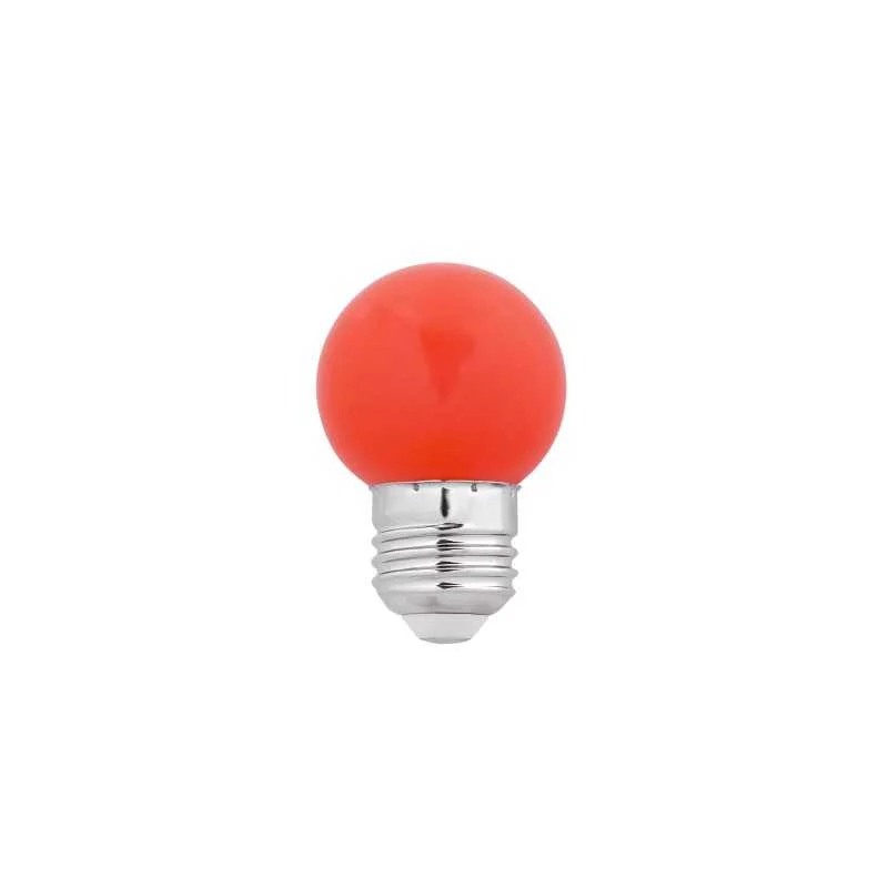 Bombilla LED esférica roja para guirnalda 1W rosca E27