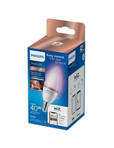 Bombilla LED inteligente Vela RGB con Wiz, Wi-Fi y Bluetooth Regulable E14