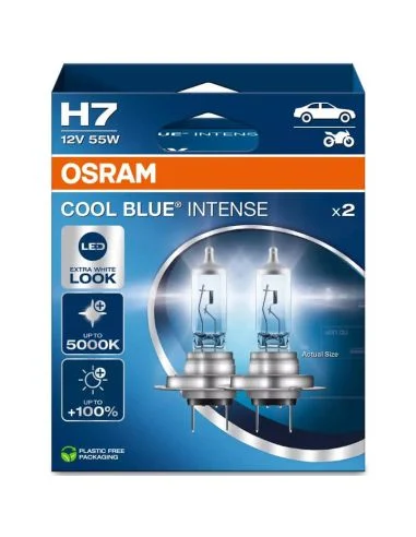Bombillas H7 luz mas blanca 5000K y 100% mas de luz Cool Blue Intense Next Generation Pack 2 Unds.