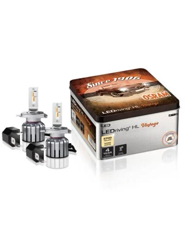 Bombillas LED H4 H19 R2 12V Blanco Calido 2.700K Vintage HL + 300% mas de luz Pack 2 unidades 64193DWVNT-2MB
