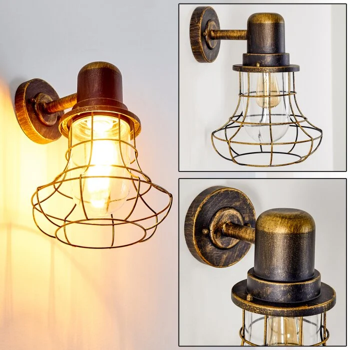Borkan Aplique para exterior Marrón, oro, 1 luz