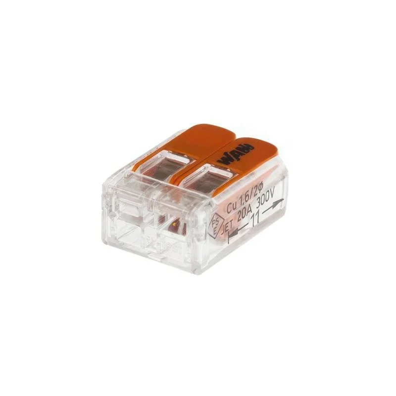 Borne de conexión transparente de dos polos para lámparas