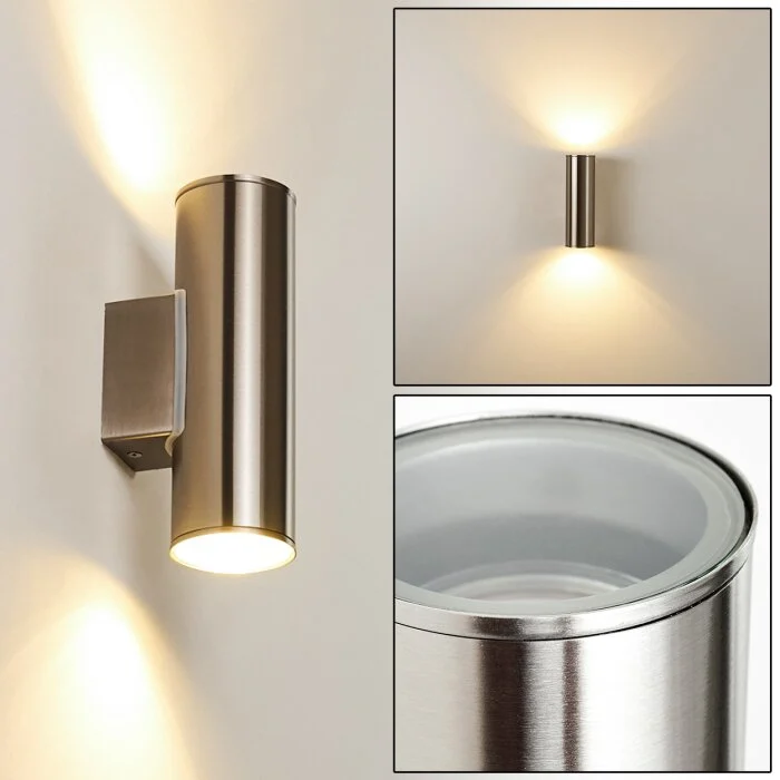 Brachy Aplique para exterior LED Color acero inoxidable, 2 luces