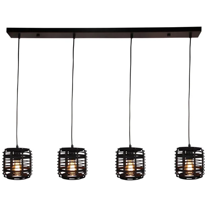 Brilliant CROSSTOWN Lámpara Colgante Madera oscura, Negro, 4 luces