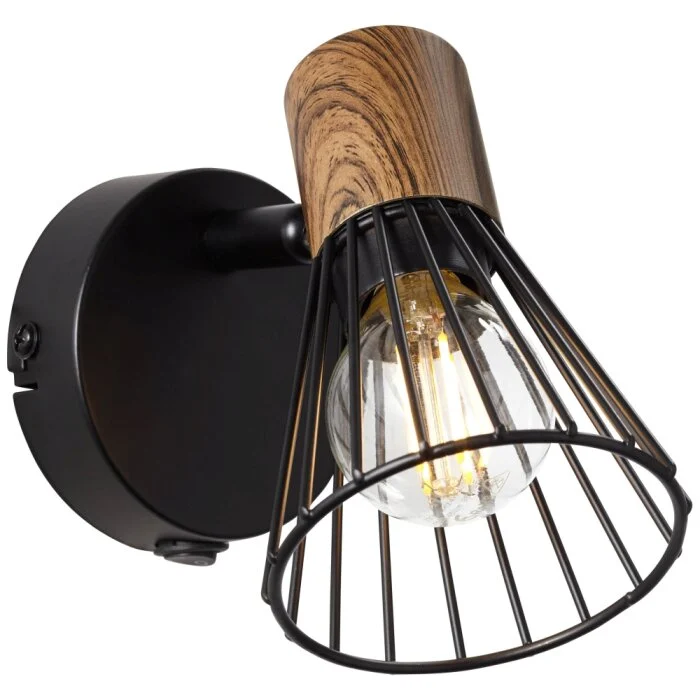 Brilliant Manama Foco de pared Madera oscura, Negro, 1 luz