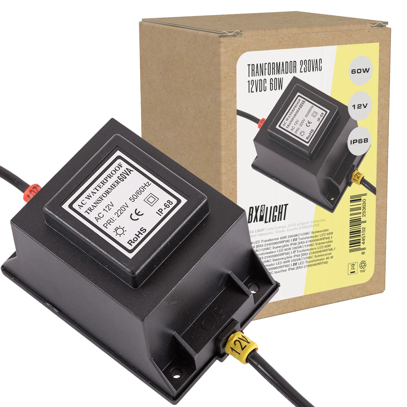 Transformador LED 60W 230VAC/12VAC Sumergible IP68  [BX3-21900060WIP68]