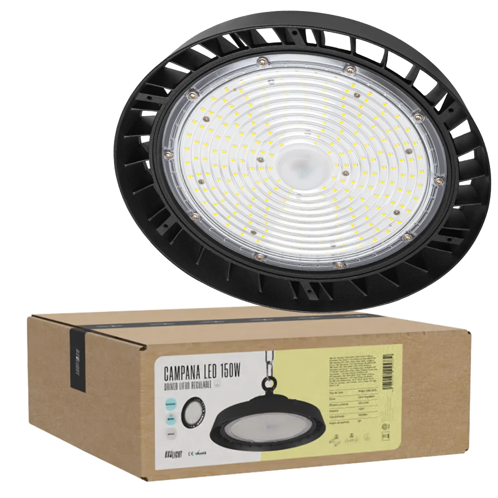 Campana LED 150W ( 90W-120W-150W ) 27000Lm Driver Lifud Regulable 1-10V Chip Philips CW 6000ºK 90º