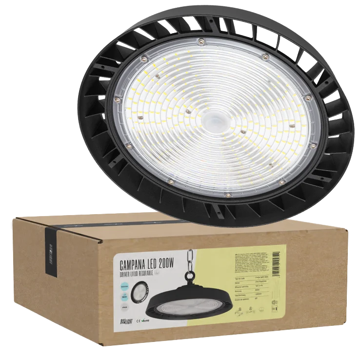 Campana LED 200W ( 120W-160W-200W ) 36000Lm Driver Lifud Regulable 1-10V Chip Philips CW 6000ºK 90º