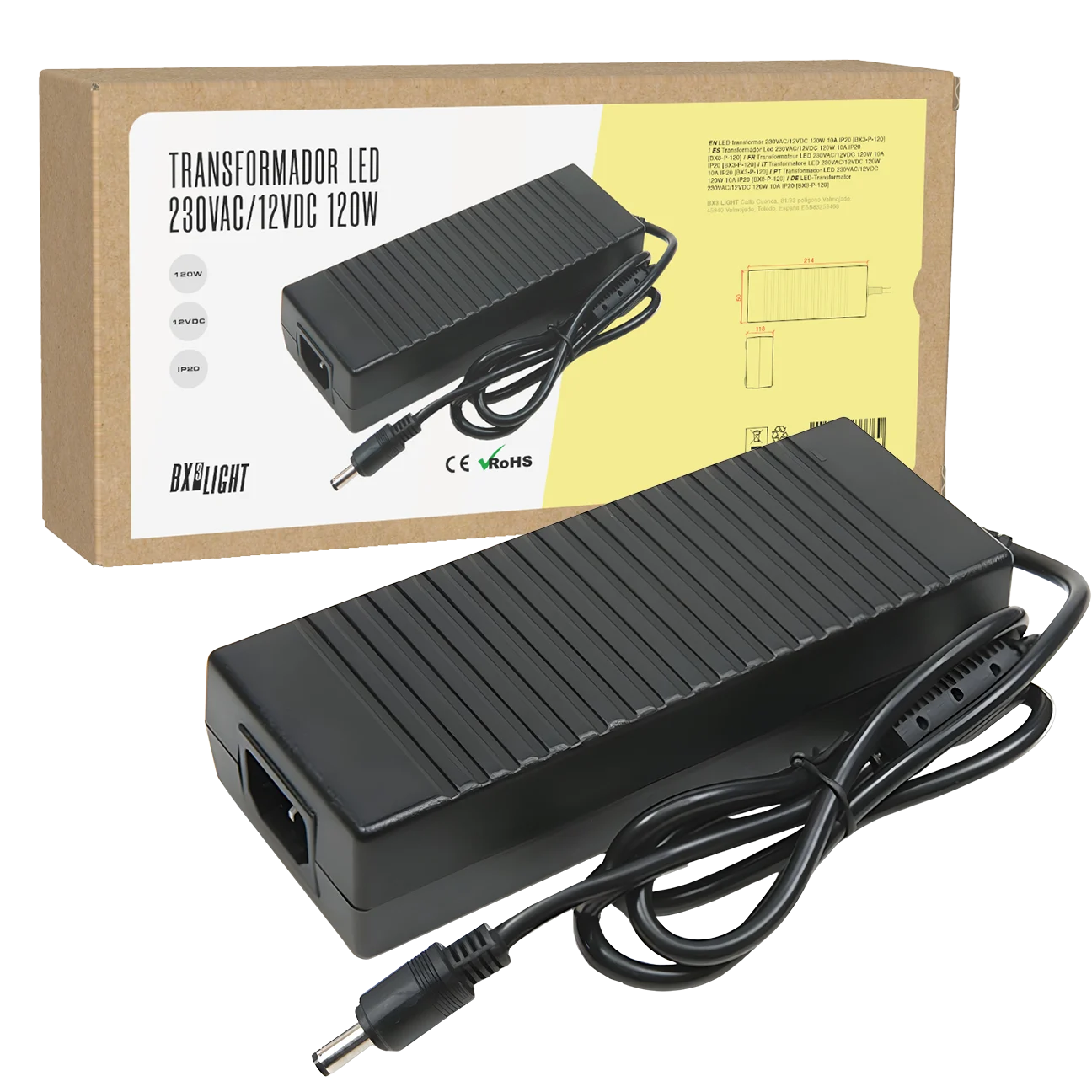 Transformador Led 230VAC/12VDC 120W 10A IP20 [BX3-P-120]