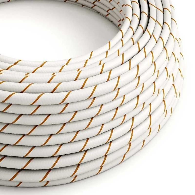 Cable decorativo textil a metros homologado blanco y ocre