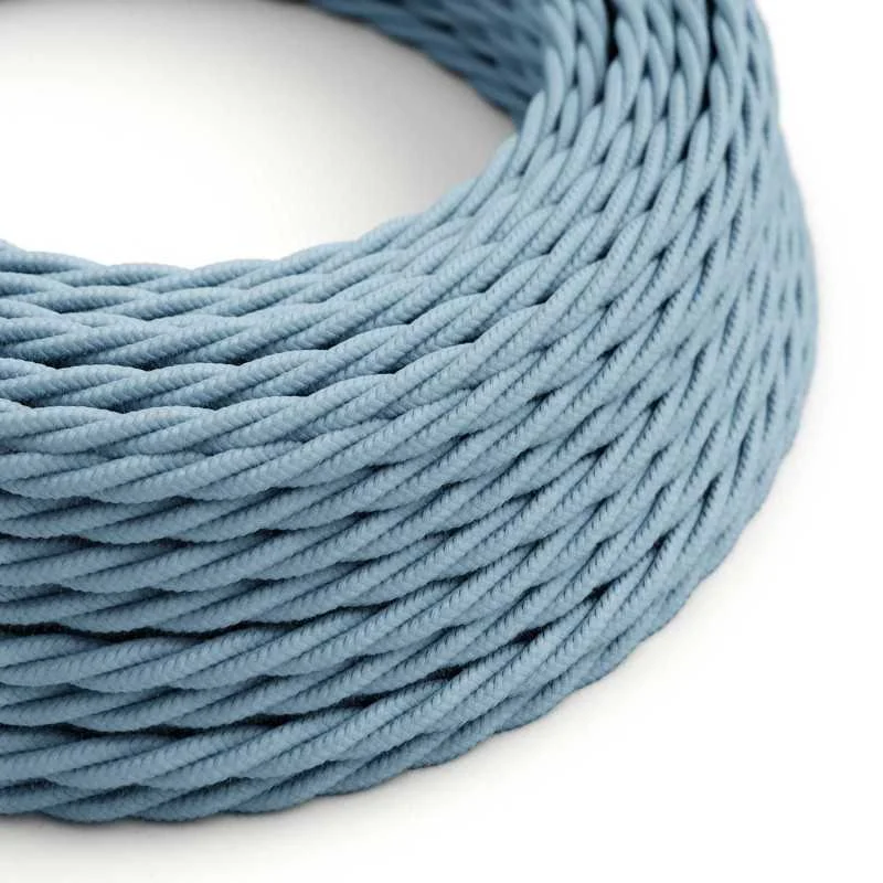 Cable textil trenzado azul claro homologado