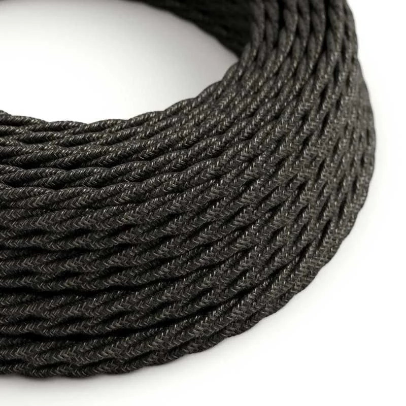 Cable decorativo textil trenzado a metros homologado lino antracita