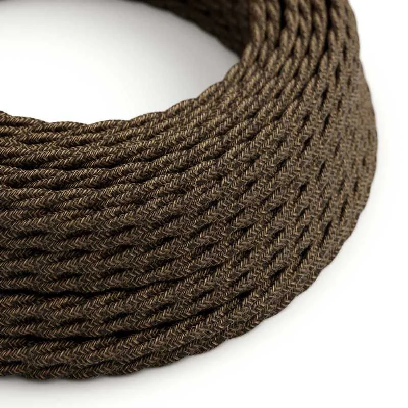 Cable decorativo textil trenzado a metros homologado lino marrón