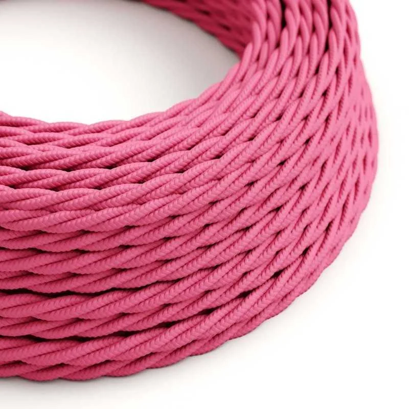Cable decorativo textil trenzado acabado color rosa