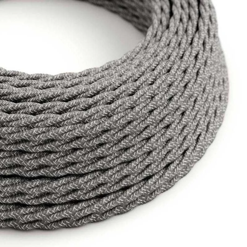 Cable textil trenzado lino gris doble aislamiento