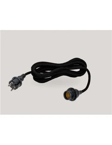 Cable textil portalámparas E27 ARTEIXO, uso exterior e interior, 5m negro