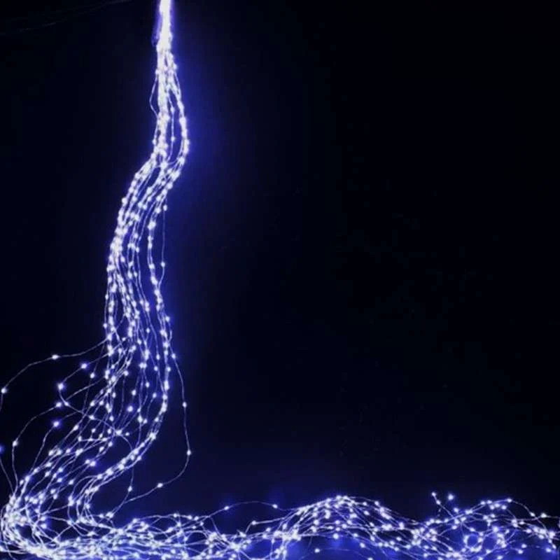 Cascada de 960 LEDs fijos exterior luz azul y 700cm de largo