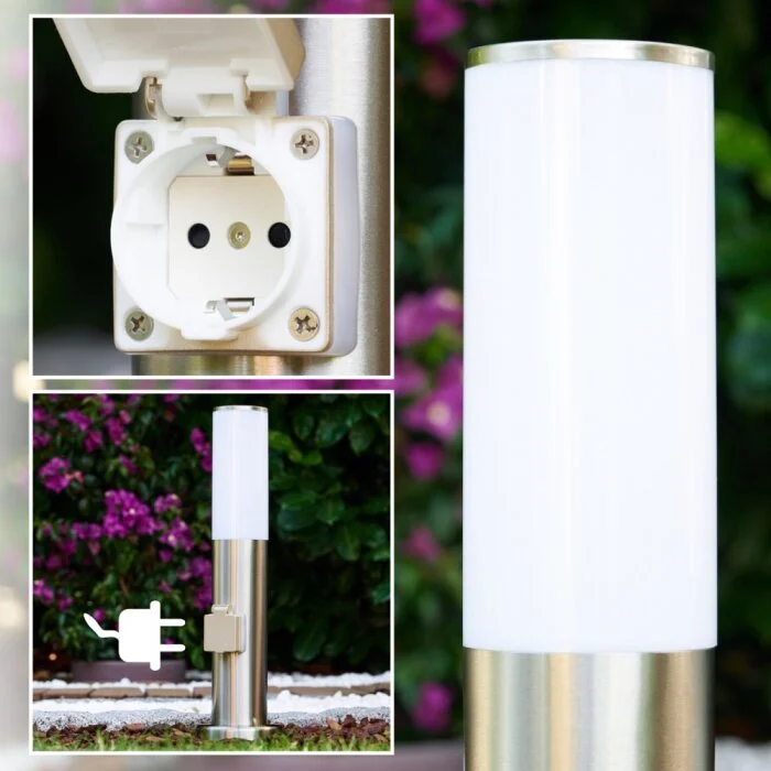 Caserta Lámpara de pie, Iluminación de caminos Color acero inoxidable, Blanca, 1 luz