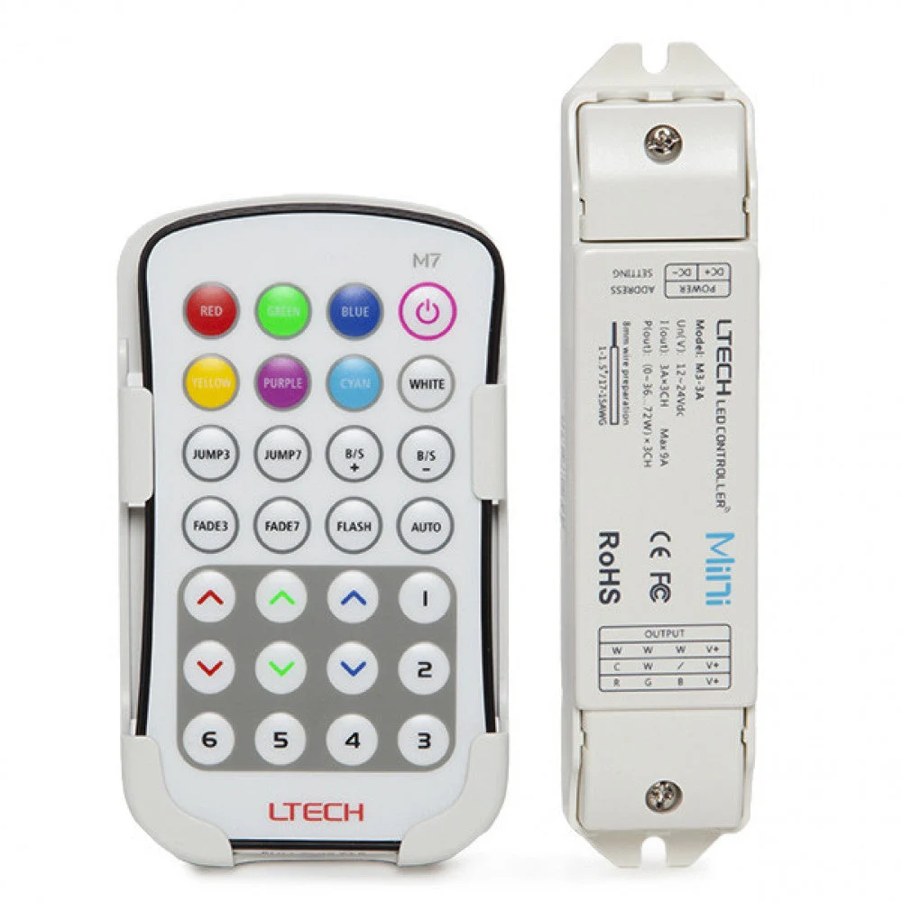 Controlador RGB M7 Pro Mando a Distancia 12-24VDC 108-216W