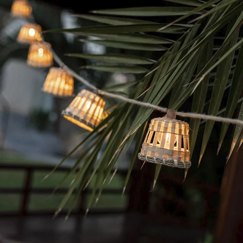 Guirnalda 10 luces LED IP44 carga solar y batería recargable 35 lumen 2700K