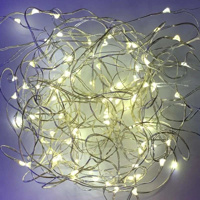 Cordón 20 luces LED grano de arroz y funcionamiento a pilas