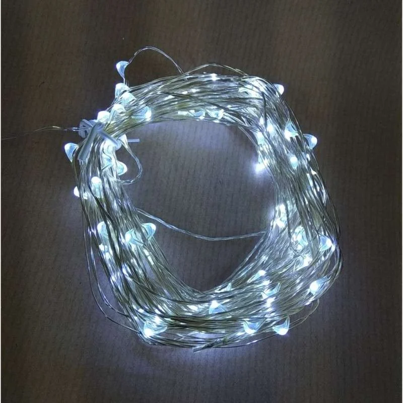 Cordón 50 luces LED grano de arroz funcionamiento a pilas